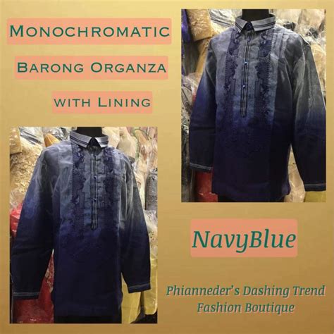 NAVY BLUE MONOCHROMATIC BARONG ORGANZA WITH LINING Lazada PH