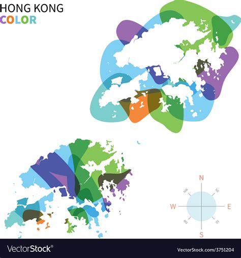 Abstract Color Map Of Hong Kong Royalty Free Vector Image