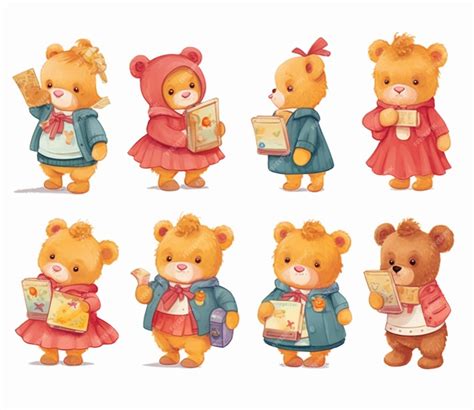 Premium Ai Image There Are Six Teddy Bears Dressed In Different Outfits And Holding Books