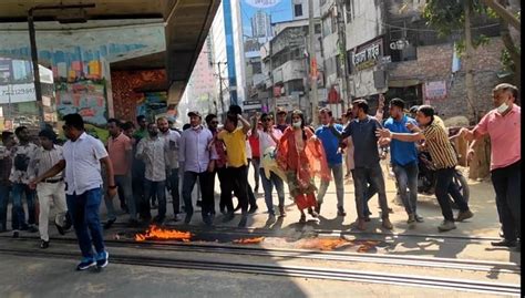 হরতালের সমর্থনে ছাত্রদলের সাবেক সভাপতি শ্রাবণের নেতৃত্বে মগবাজার রেলগেট