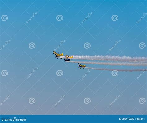 Airplanes on Airshow. Aerobatic Team Performs Flight Stock Photo ...