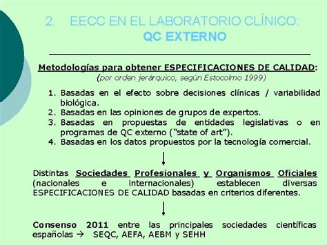 Especificaciones De Calidad Eecc En El Laboratorio Clnico