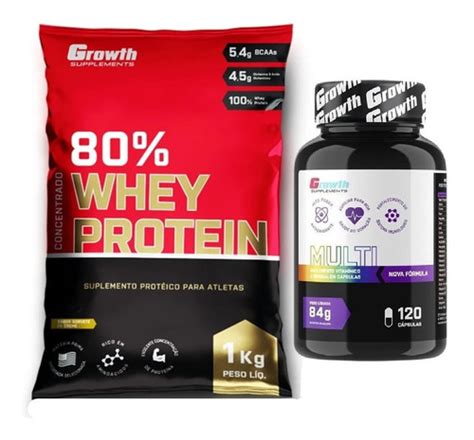 Whey Protein 1kg Multivitamínico 120 Caps Original Growth Frete Grátis