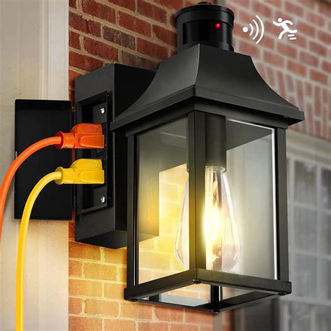 Porch Lights With Gfci Outlet Dusk To Dawn Motion Sensor Outdoor