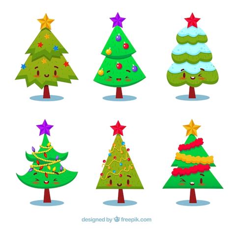 Free Vector Set Of Christmas Tree Characters