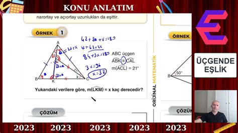 ÜÇGENDE EŞLİK KONU ANLATIM YouTube