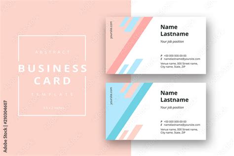 Trendy minimal abstract business card template with pink blue color ...