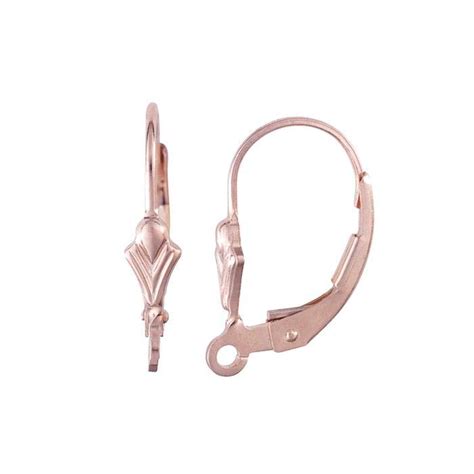 14 20 Rose Gold Filled Fleur De Lis Lever Back Ear Wire With Open Ring