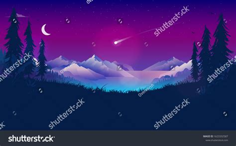 Shooting Star Night Sky Bright Comet Stock Vector Royalty Free