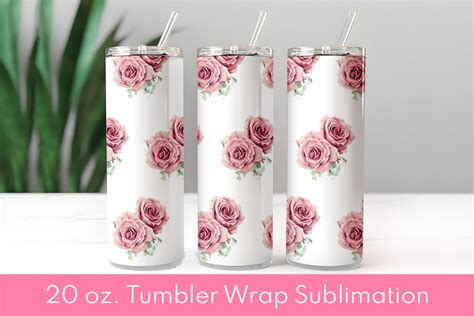 Rose And Lisianthus 9 V4 3D Tumbler Wrap Graphic By Tcha Studio