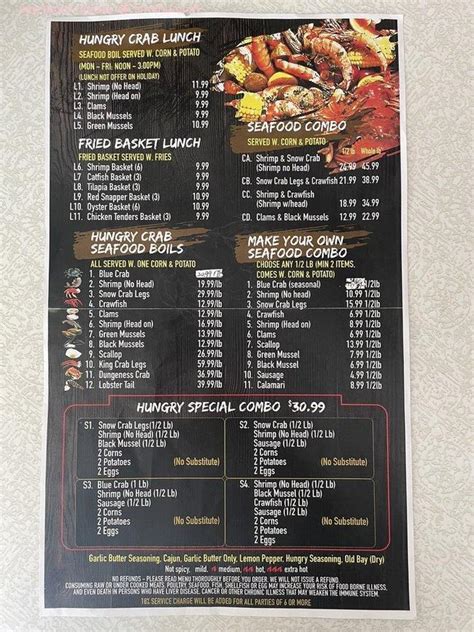 Online Menu Of Hungry Crab Restaurant Brunswick Georgia 31520 Zmenu