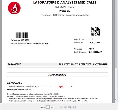 10 Configuration du style des Fiches Résultats Patients Prolab LIS