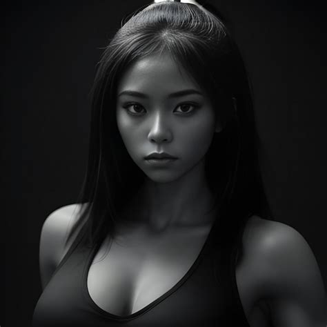 Premium AI Image | Black and white portrait of a beautiful asian woman ...