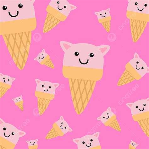 Ice Cream Pattern Vector Art Png Cute Cat Ice Cream Pattern Animal