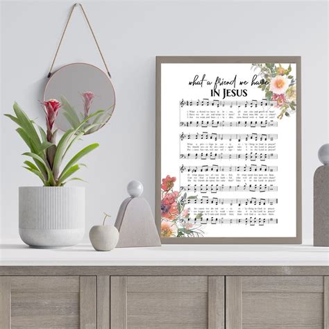 What a Friend We Have in Jesus HYMN Lyrics Floral Design Printable ...