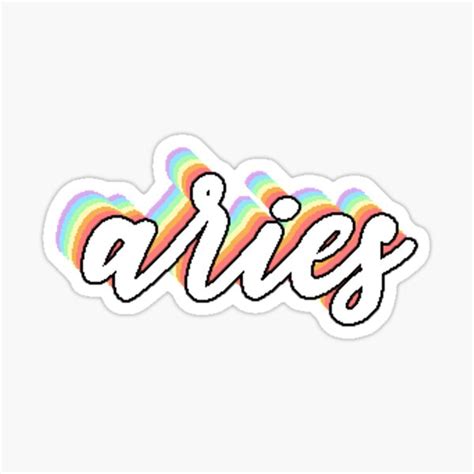 Rainbow Cursive Aries Zodiac Sign Vsco Sticker Sticker For Sale By