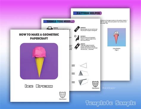 Geometric Papercraft Melting Ice Cream D Low Poly Ice Cream Pdf