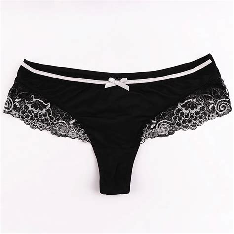 New High Quality Lady Lace Sexy Bow Thongs Low Rise G String Women