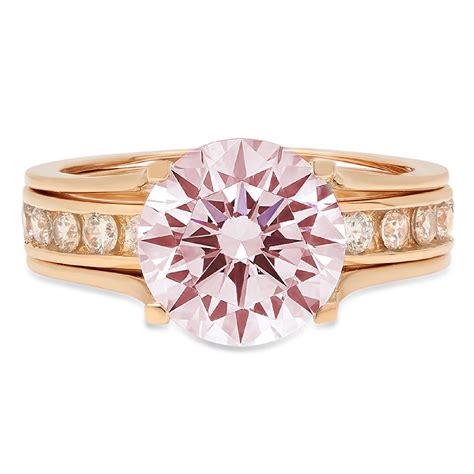 Clara Pucci K Yellow Gold Round Cut Ct Simulated Pink Diamond