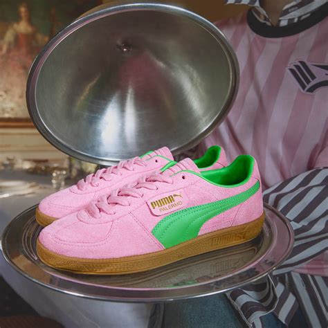 Womens Puma Palermo Athletic Shoe Pink Delight Green Gum Journeys