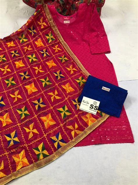 Chikan Kurti Plazo With Phulkari Dupatta At Rs Plazzo Set