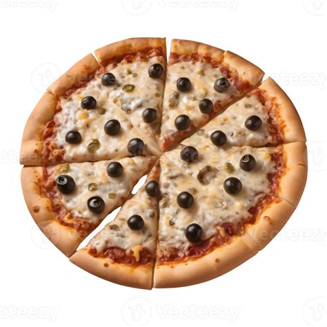 Ai Generated Cheesy Olive Pizza Fast Food Seclusion Isolated 42638286 Png