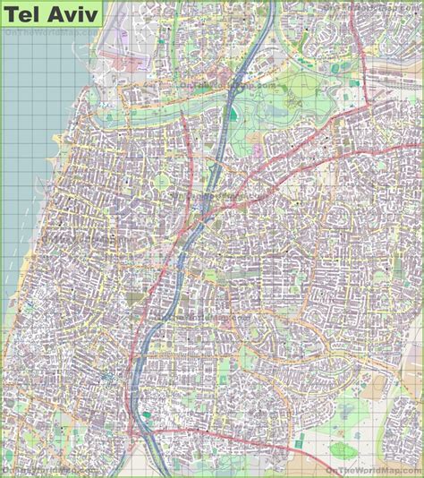 Large detailed map of Tel Aviv