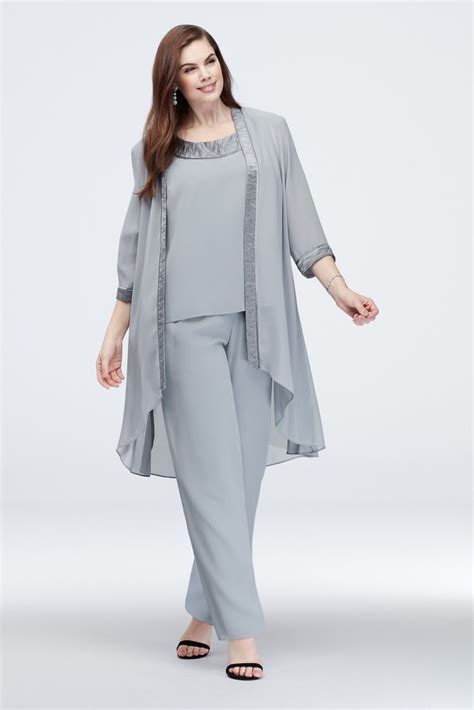 Plus Size Chiffon Pantsuit With High Low Jacket Style 25799 Artic 16w