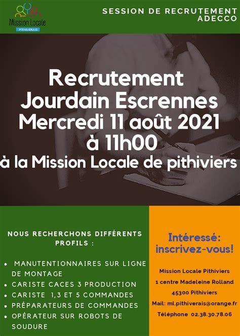 SESSION DE RECRUTEMENT Mission Locale Du Pithiverais