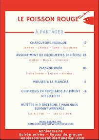 Le Poisson Rouge Bidart Menu Carte