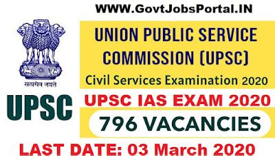 UPSC IAS Exam Notification 2020 UPSC Indian Civil Services