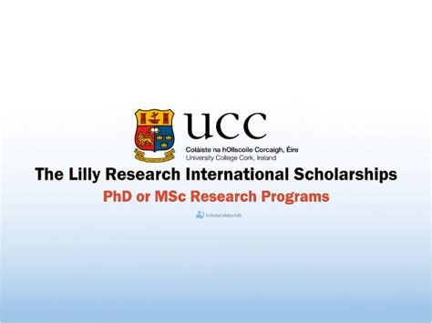 The Lilly Research Scholarships at University College Cork, Ireland