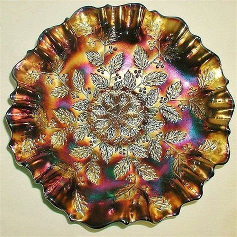 Fenton Carnival Glass Holly Blue 3 In 1 Bowl Covered In A Brilliant Investment Quality Electric