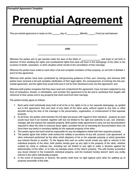 Free Prenuptial Agreement Template