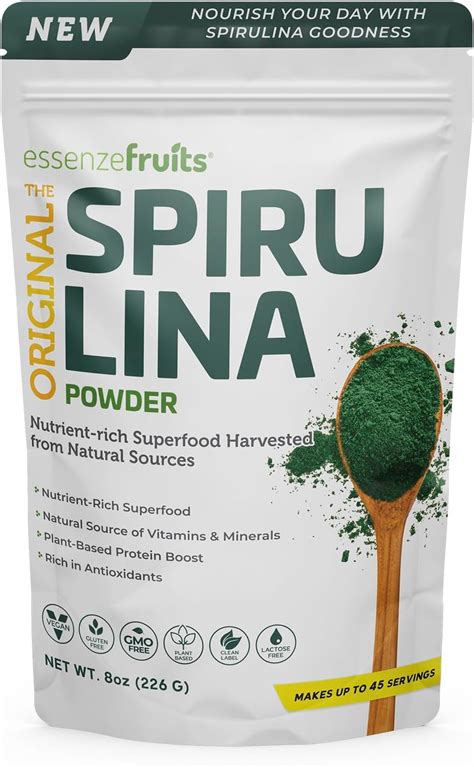 Espirulina orgánica en polvo 8 oz 226 g para apoyo inmunológico y