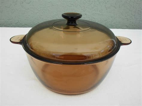 Corning Vision L Qt Amber Glass Dutch Oven Stock Pot With Lid Ebay