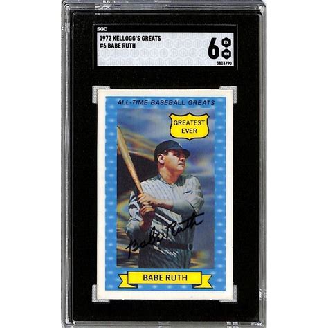 At Auction 1972 Kellogg S Babe Ruth Sgc 6