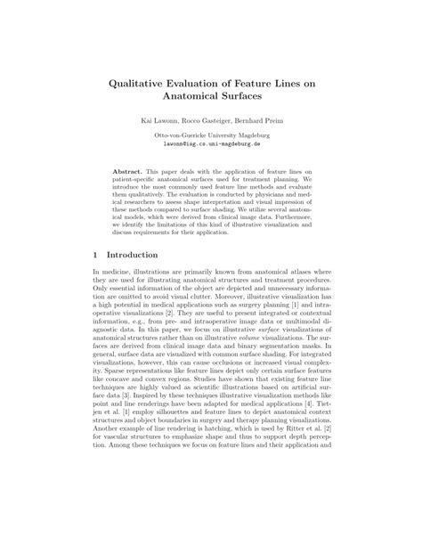 Pdf Qualitative Evaluation Of Feature Lines On Anatomical Surfaces