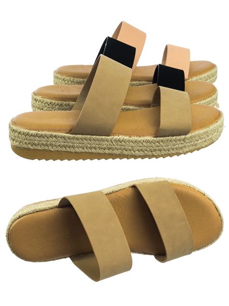 Superb03 By Bamboo Espadrille Jute Rope Platform Slide In Slipper