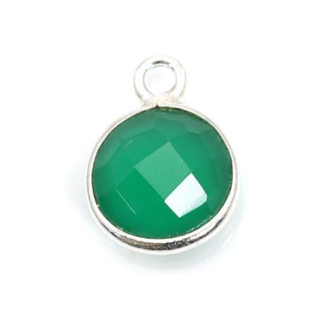 Agate Verte Ronde Facett E Sertie Sur Argent Pierre Sertie