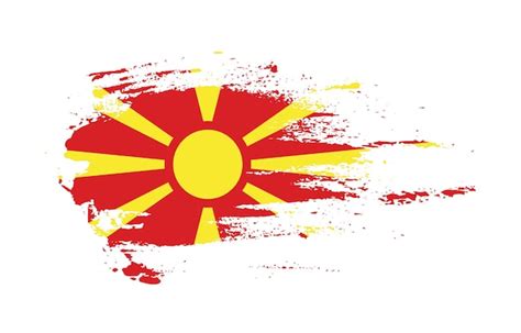 Bandera De Trazo De Pincel Grunge De Macedonia Del Norte Con Efecto De