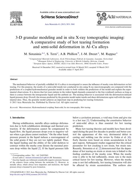 Pdf D Granular Modeling And In Situ X Ray Tomographic Imaging A