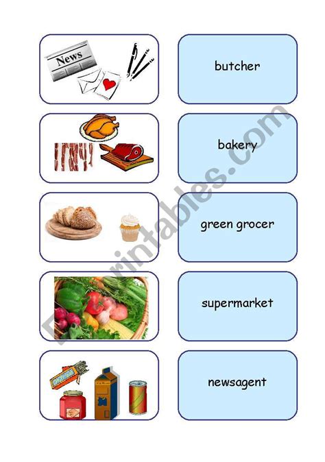 Types Of Shops Esl Worksheet By Catturn