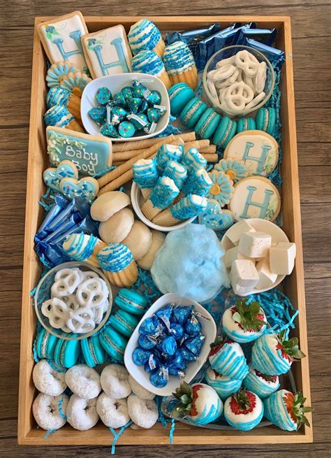 Dessert Board Charcuterie Board Baby Shower Baby Boy Blue Desserts