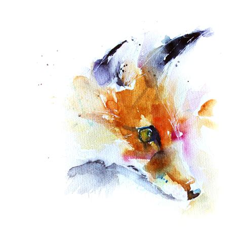 Jen Buckley Art Signed Print Of My Original Fox Watercolour 8x8 Anima