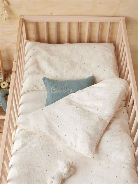 Housse De Couette B B Gaze De Coton Bio Baby Gaufr E Ivoire