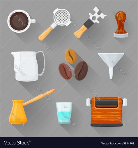 Colorful barista equipment set Royalty Free Vector Image