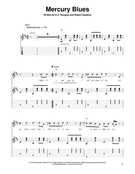 Mercury Blues By Alan Jackson Guitar Tablature Digital Sheet Music Sheet Music Plus