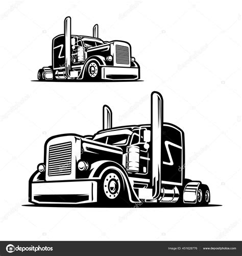 Semi Truck Vector Isolated Image Front Side View Stock Vector by ...