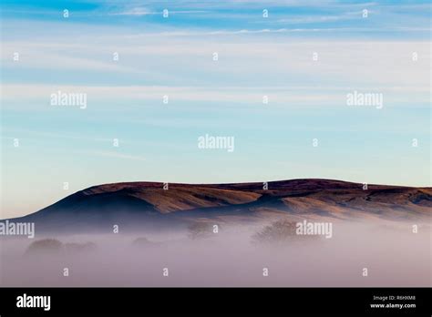 Pendle Hill on a misty day. Lancashire UK. Pendle Hill is famous for ...